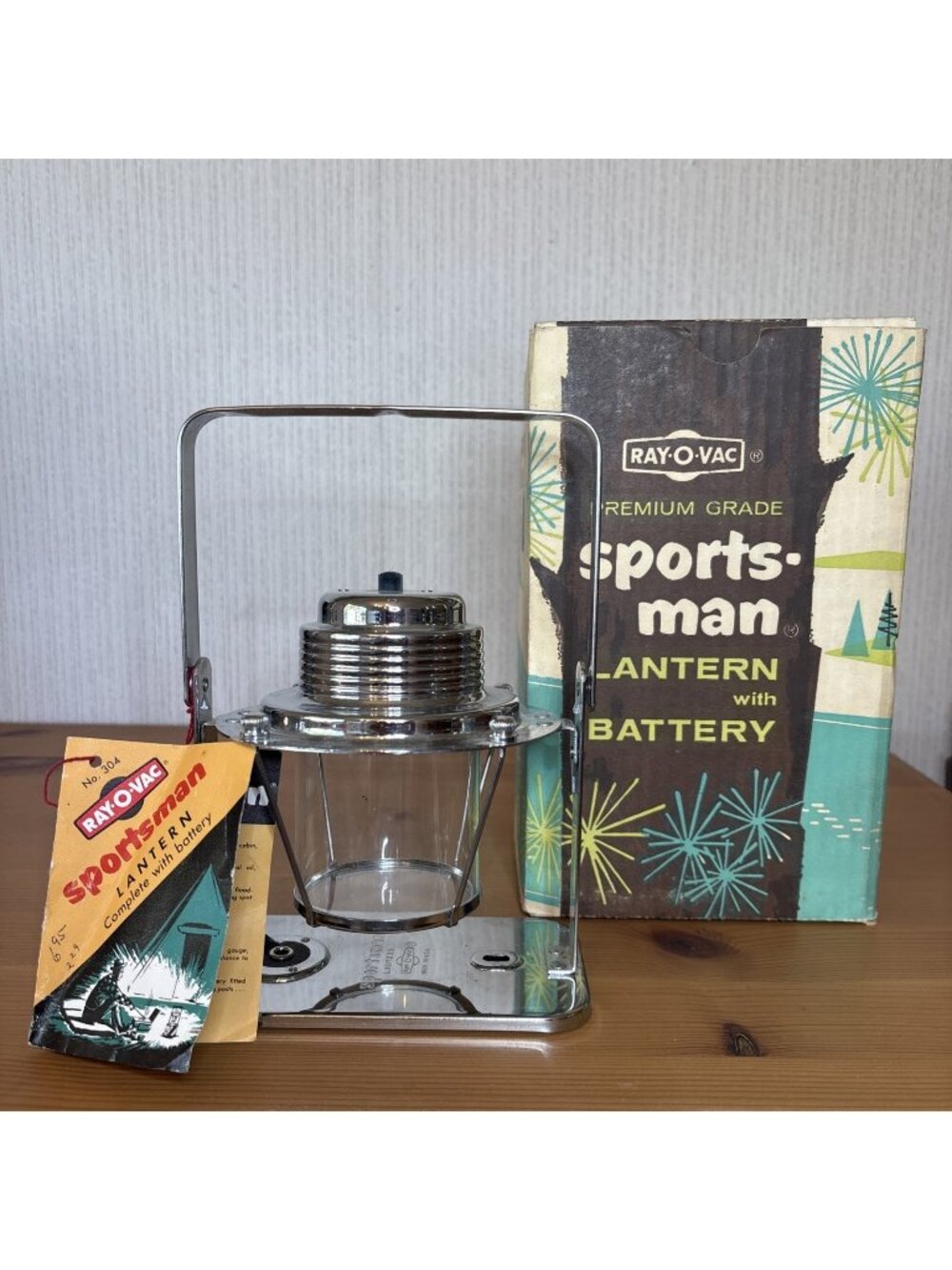 Vintage Ray O Vac Sportsman Lantern 304 Chrome Original Box Made in USA